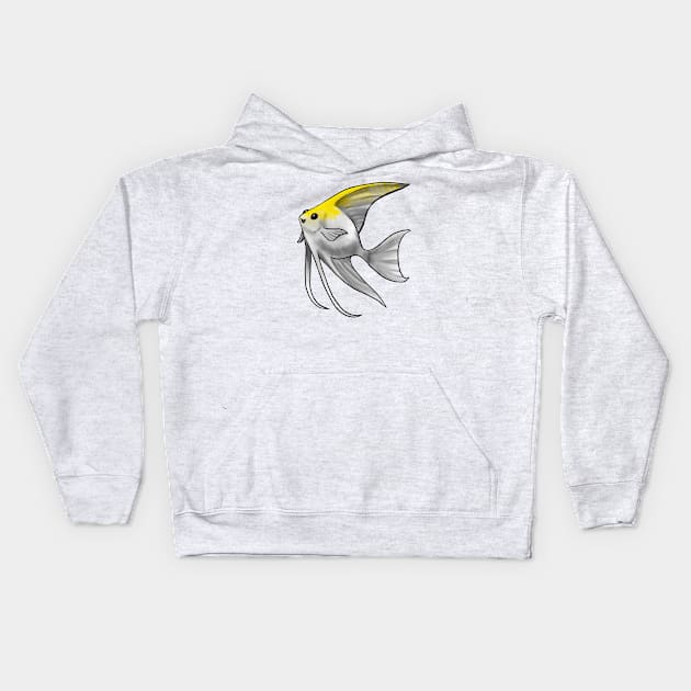 Fish - Angelfish - Gold Pearl Scale Kids Hoodie by Jen's Dogs Custom Gifts and Designs